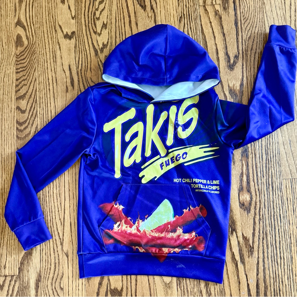 Takis Fuego Tortilla Chips Hoodie Hooded Sweatshirt Kids Extra Small Xs